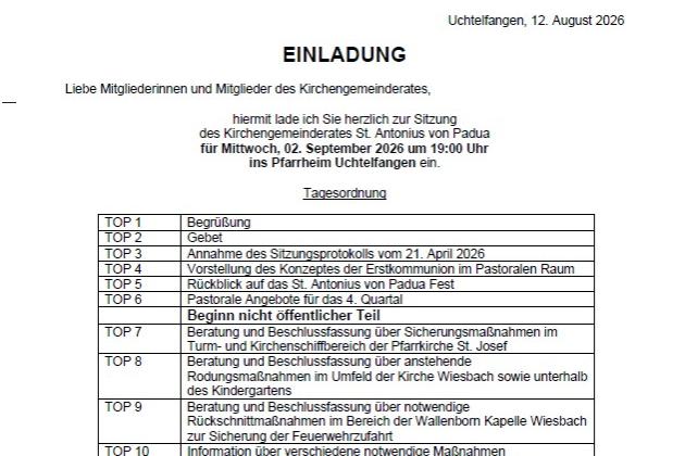 KGR Sitzung am 02.09.2026