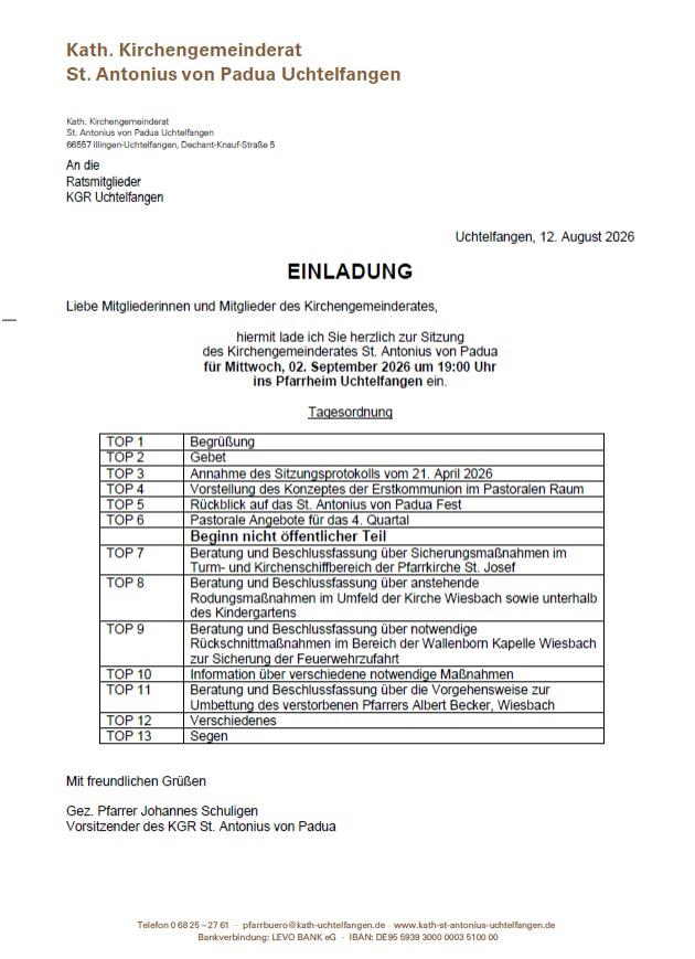 KGR Sitzung am 02.09.2026