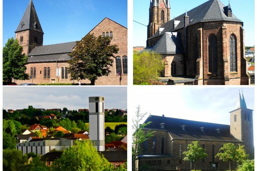 Abbildung aller Kirchen der Pfarrei St. Antonius von Padua Uchtelfangen